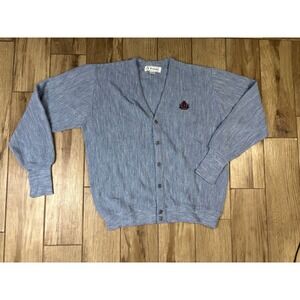 Vintage 90s IZOD Cardigan Sweater Mens XL Blue Crest Logo Made in USA NWT